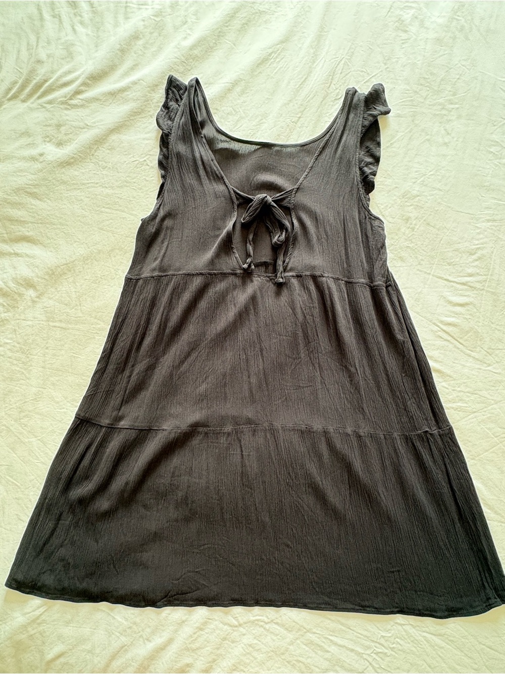 Women's Black Crinkle Gauze Sleeveless Scoop Neck Dress XL - Picture 6 of 6